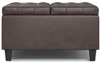 Harrison Small Square Coffee Table Storage Ottoman in Distressed Vegan Leather