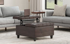 Harrison Small Square Coffee Table Storage Ottoman in Distressed Vegan Leather