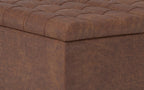 Harrison Small Square Coffee Table Storage Ottoman in Distressed Vegan Leather