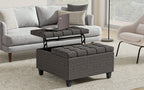 Harrison Small Square Coffee Table Storage Ottoman in Linen