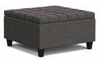 Harrison Small Square Coffee Table Storage Ottoman in Linen