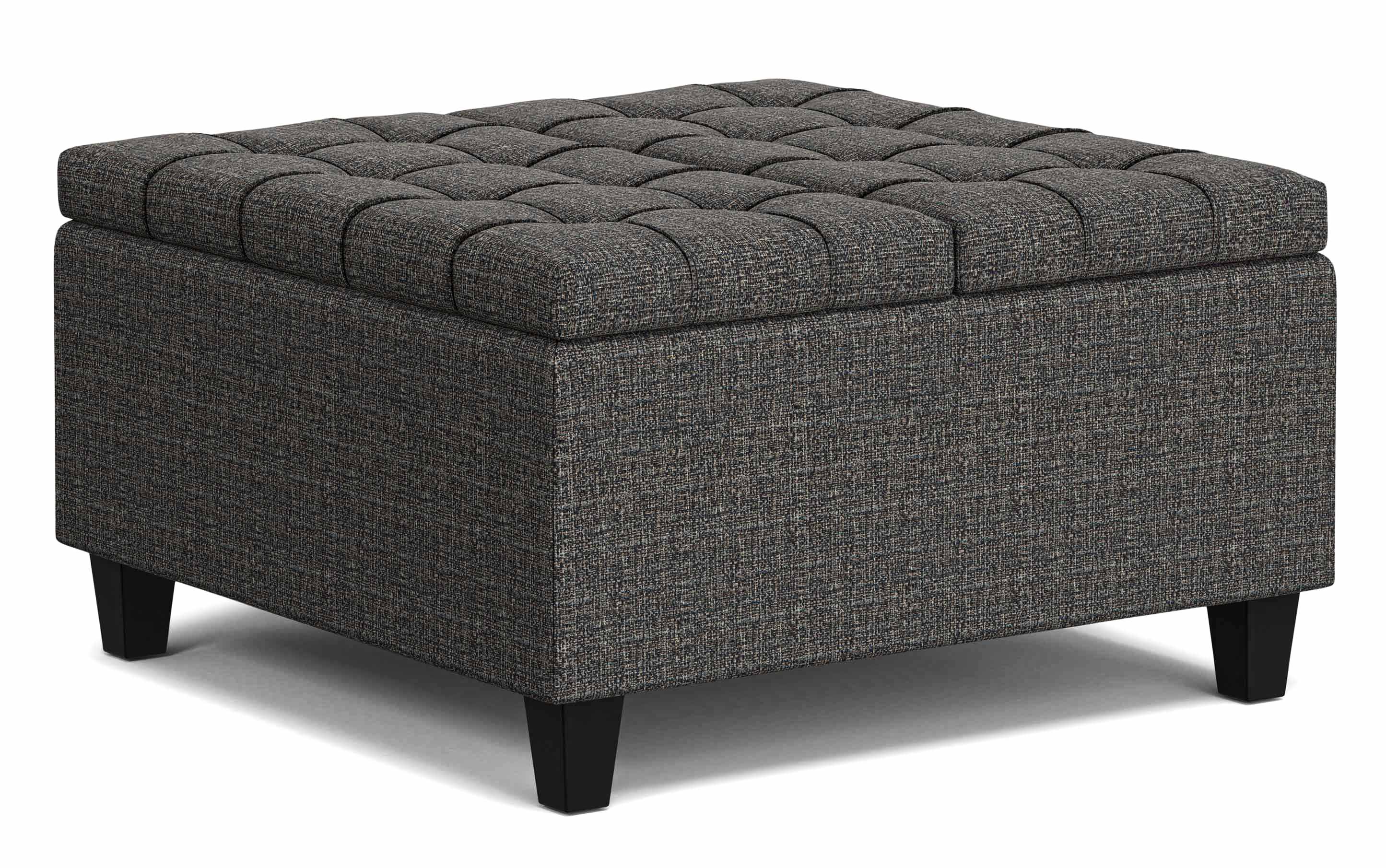 Harrison Small Square Coffee Table Storage Ottoman in Linen