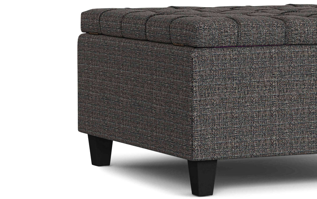 Harrison Small Square Coffee Table Storage Ottoman in Linen