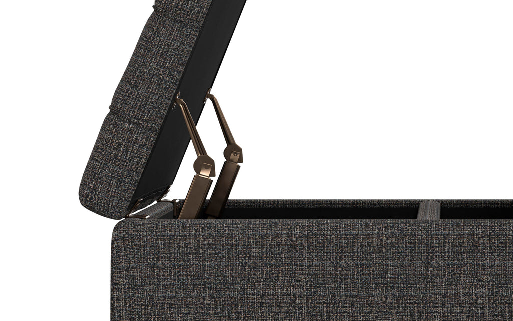 Harrison Small Square Coffee Table Storage Ottoman in Linen