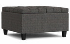 Harrison Small Square Coffee Table Storage Ottoman in Linen