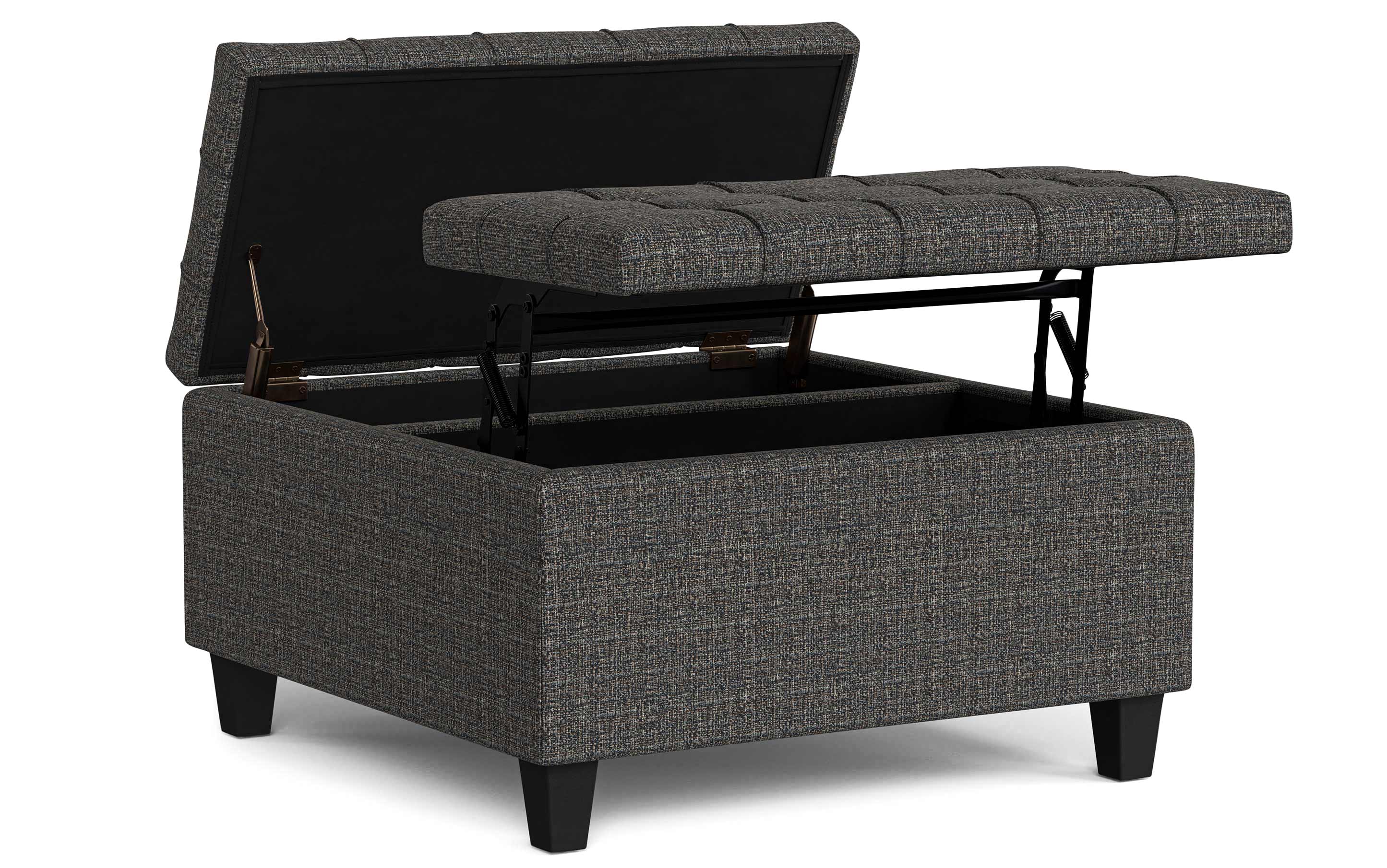 Harrison Small Square Coffee Table Storage Ottoman in Linen