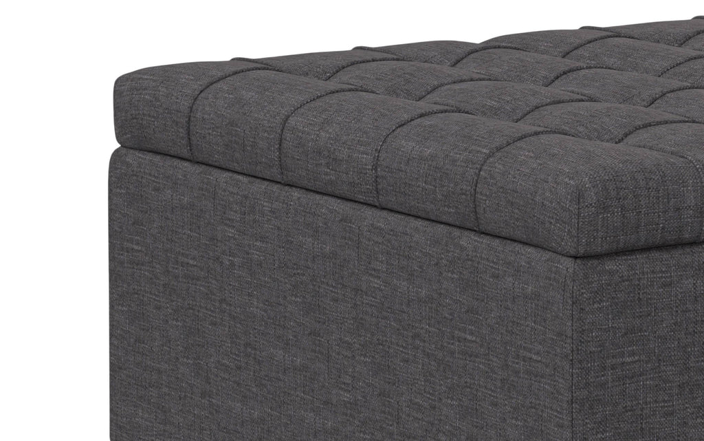 Harrison Small Square Coffee Table Storage Ottoman in Linen