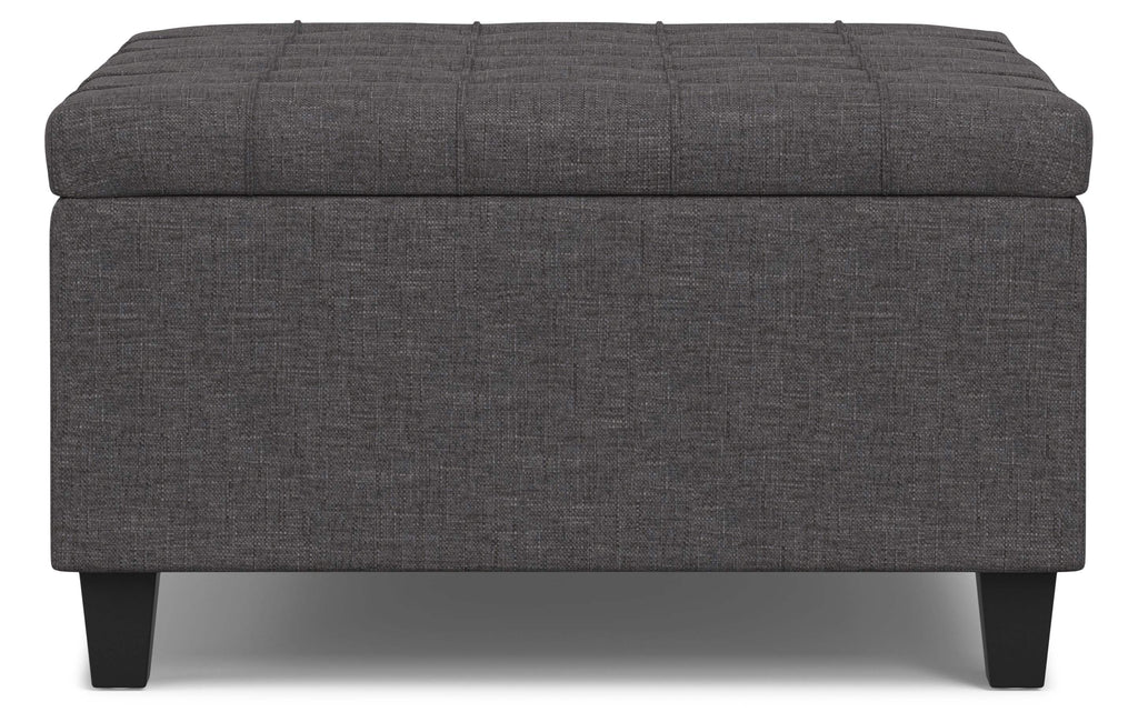 Harrison Small Square Coffee Table Storage Ottoman in Linen