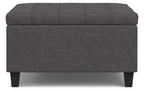 Harrison Small Square Coffee Table Storage Ottoman in Linen