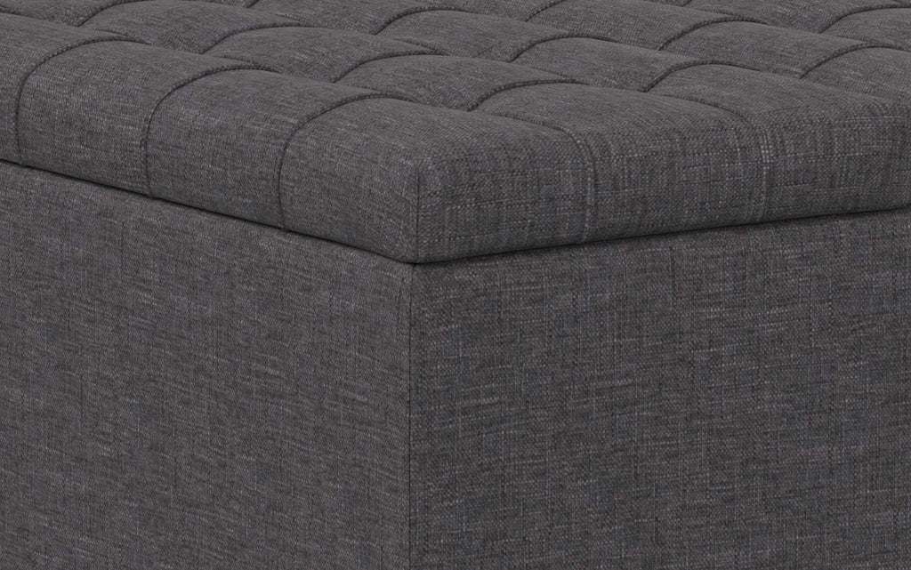 Harrison Small Square Coffee Table Storage Ottoman in Linen