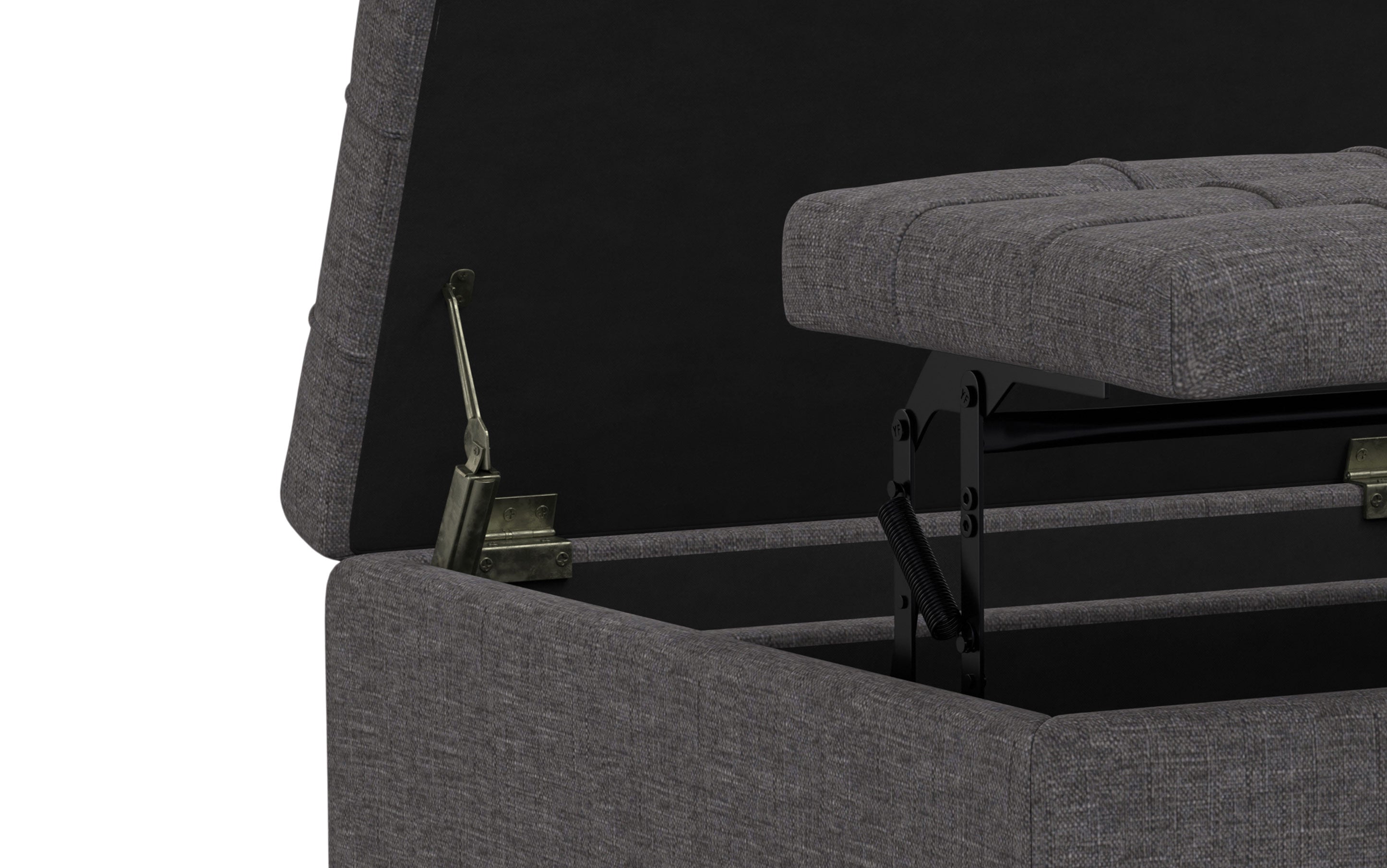 Harrison Small Square Coffee Table Storage Ottoman in Linen