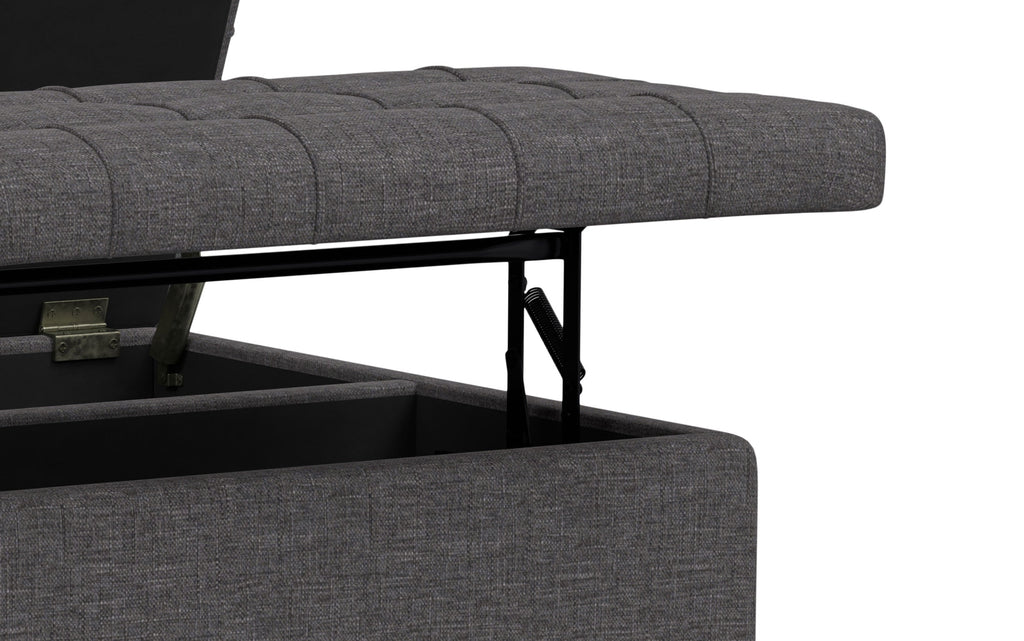 Harrison Small Square Coffee Table Storage Ottoman in Linen