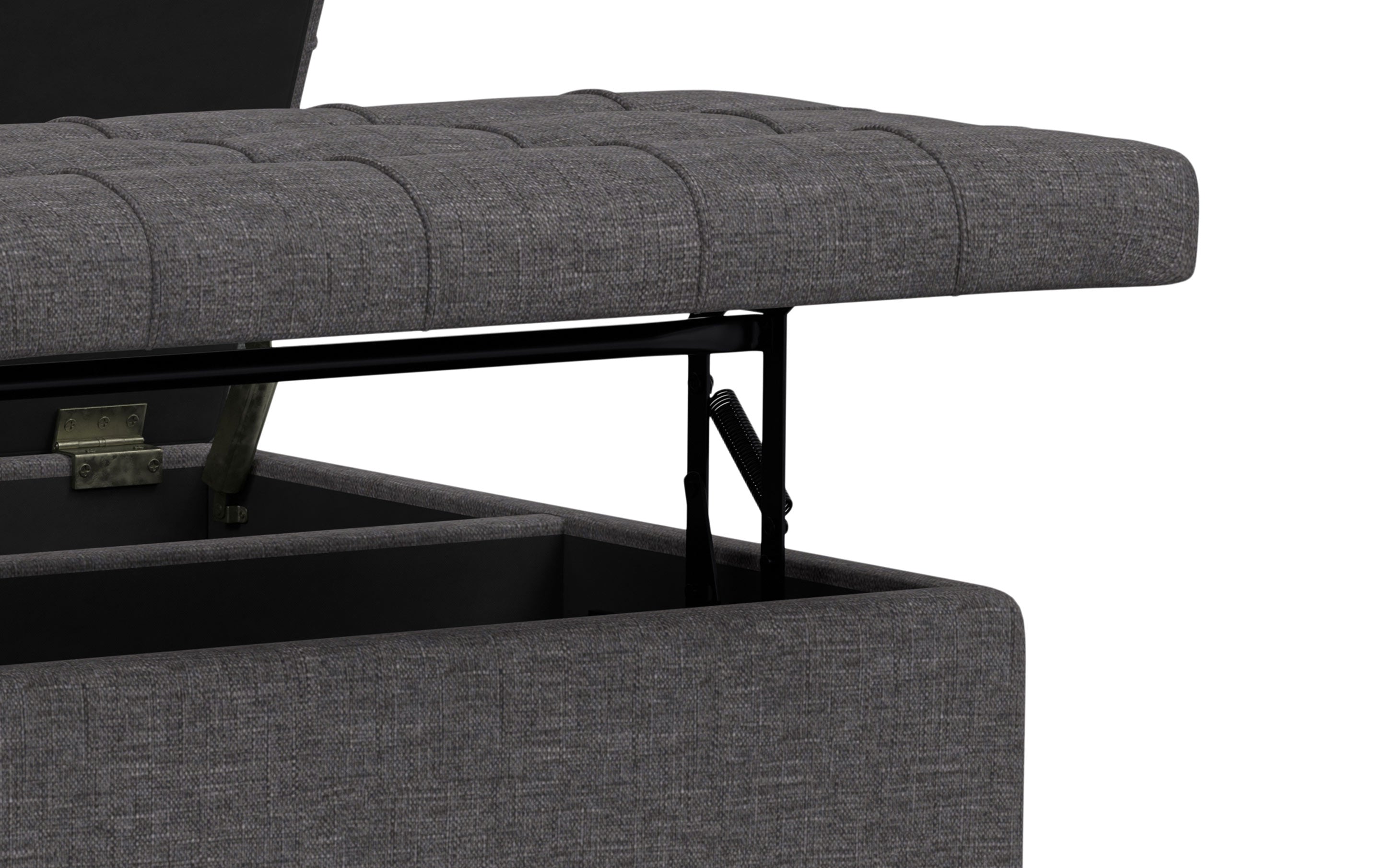 Harrison Small Square Coffee Table Storage Ottoman in Linen