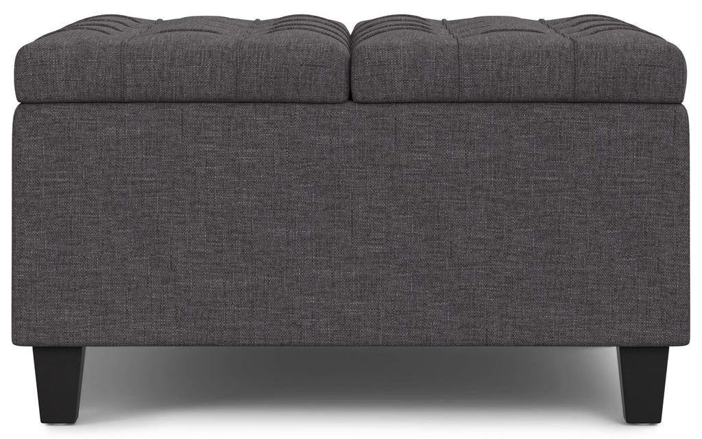 Harrison Small Square Coffee Table Storage Ottoman in Linen