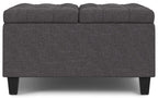 Harrison Small Square Coffee Table Storage Ottoman in Linen