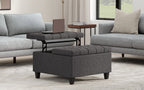 Harrison Small Square Coffee Table Storage Ottoman in Linen