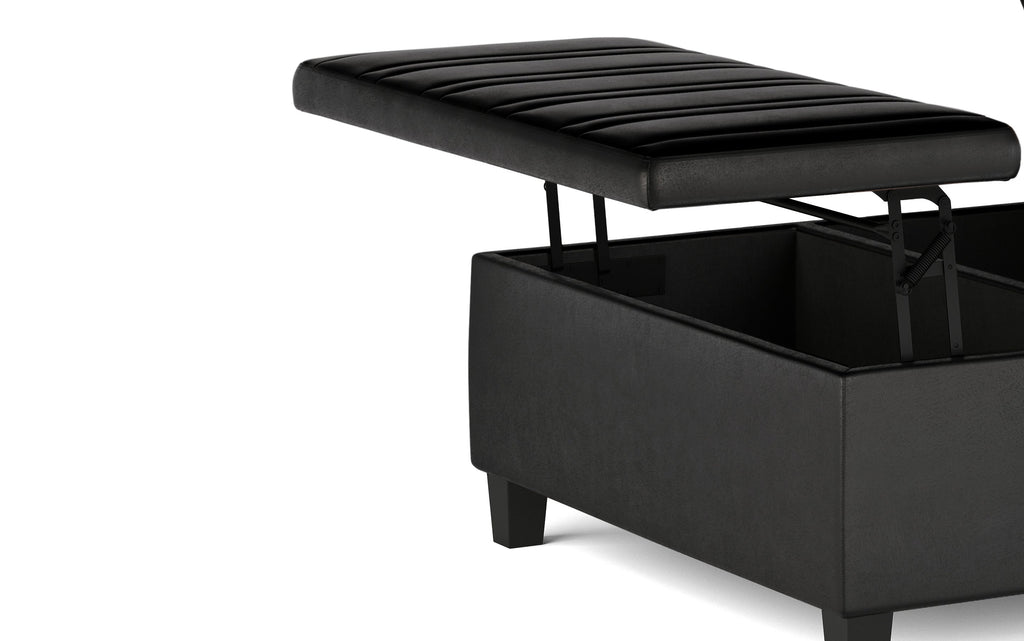 Ellis Table Ottoman in Distressed Vegan Leather