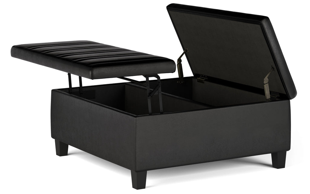 Ellis Table Ottoman in Distressed Vegan Leather