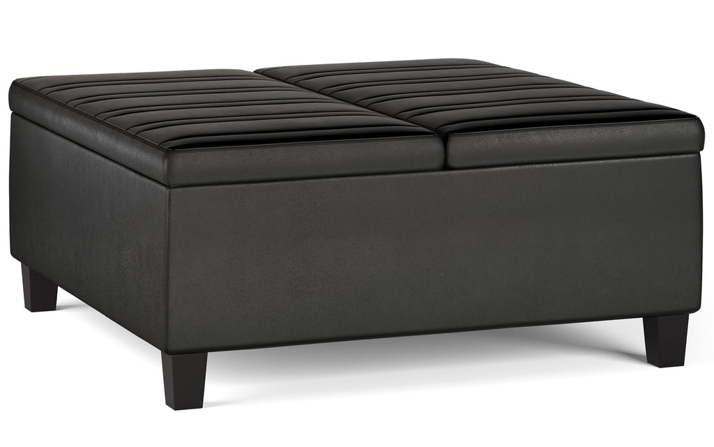 Ellis Table Ottoman in Distressed Vegan Leather