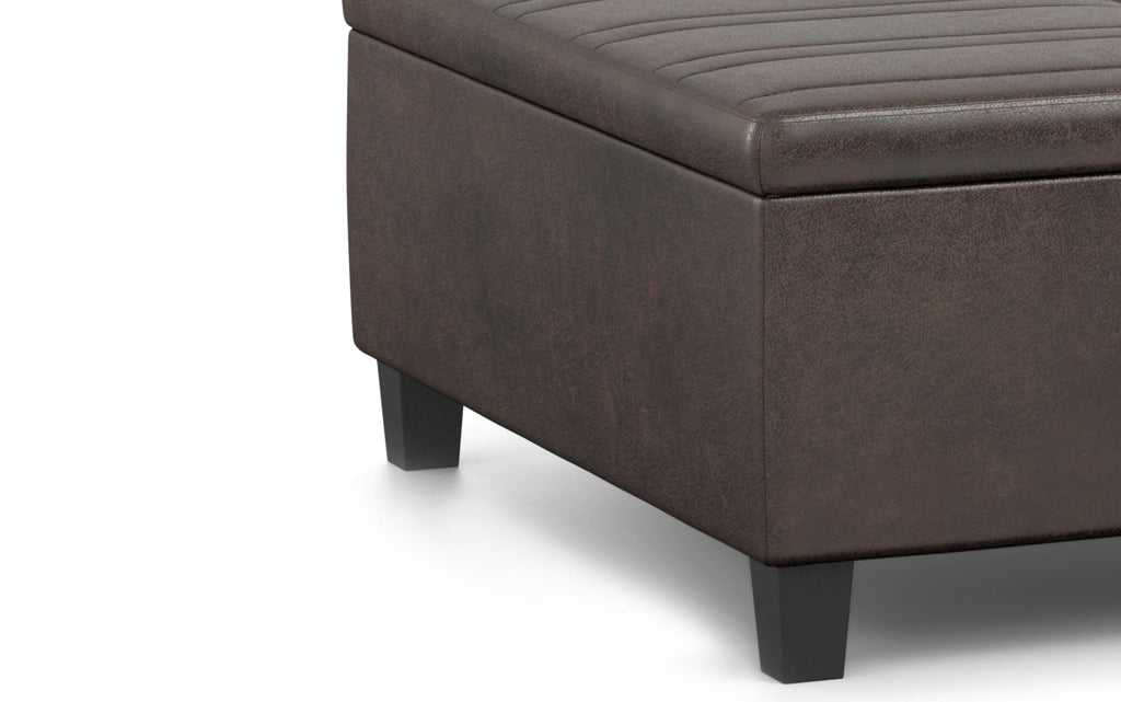 Ellis Table Ottoman in Distressed Vegan Leather