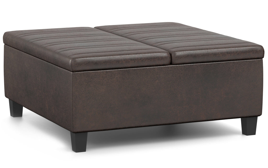 Ellis Table Ottoman in Distressed Vegan Leather