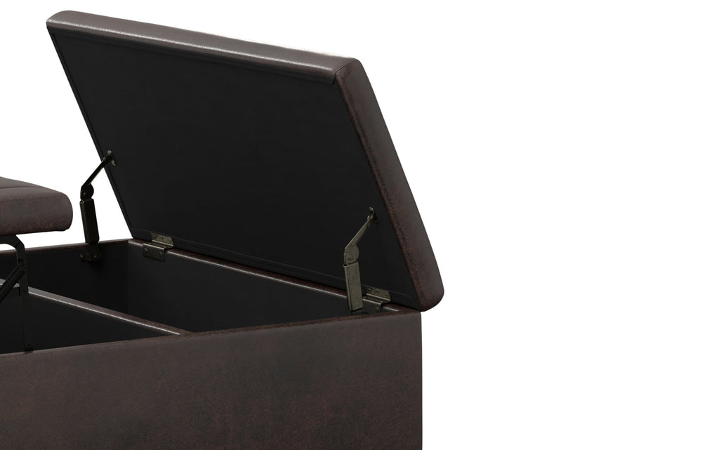 Ellis Table Ottoman in Distressed Vegan Leather