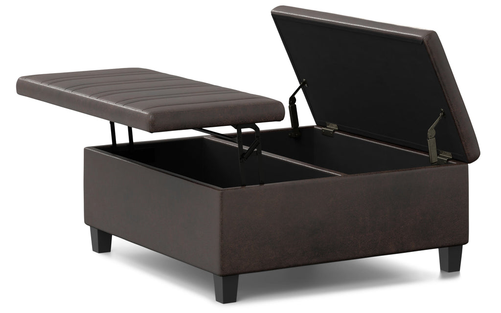 Ellis Table Ottoman in Distressed Vegan Leather