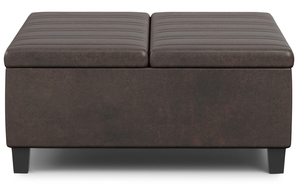 Ellis Table Ottoman in Distressed Vegan Leather