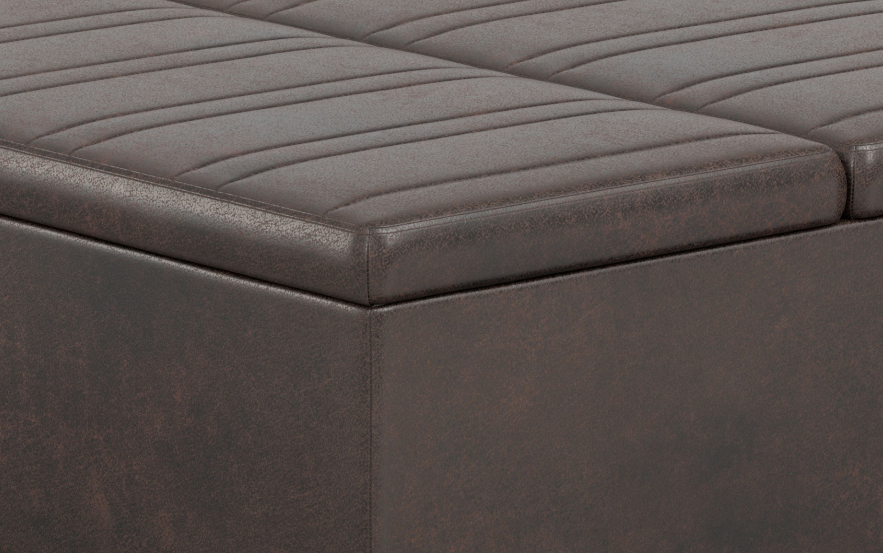 Ellis Table Ottoman in Distressed Vegan Leather