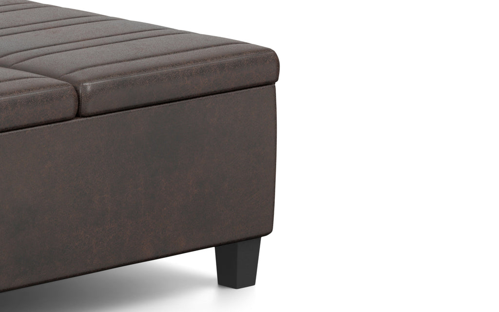 Ellis Table Ottoman in Distressed Vegan Leather