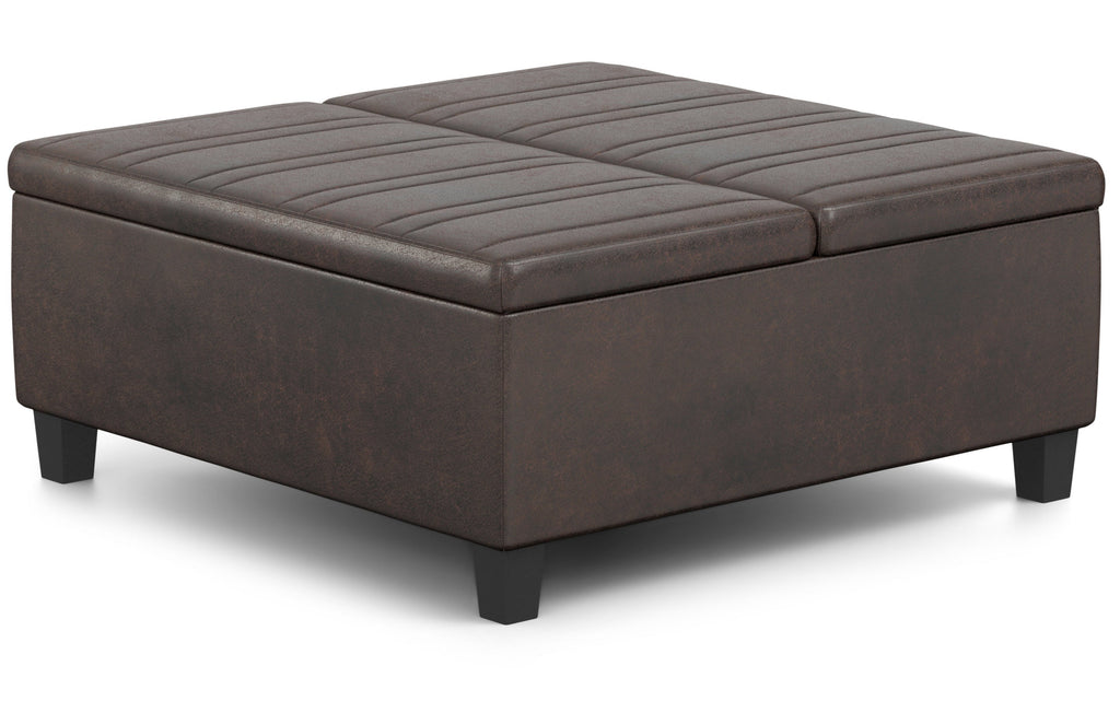 Ellis Table Ottoman in Distressed Vegan Leather