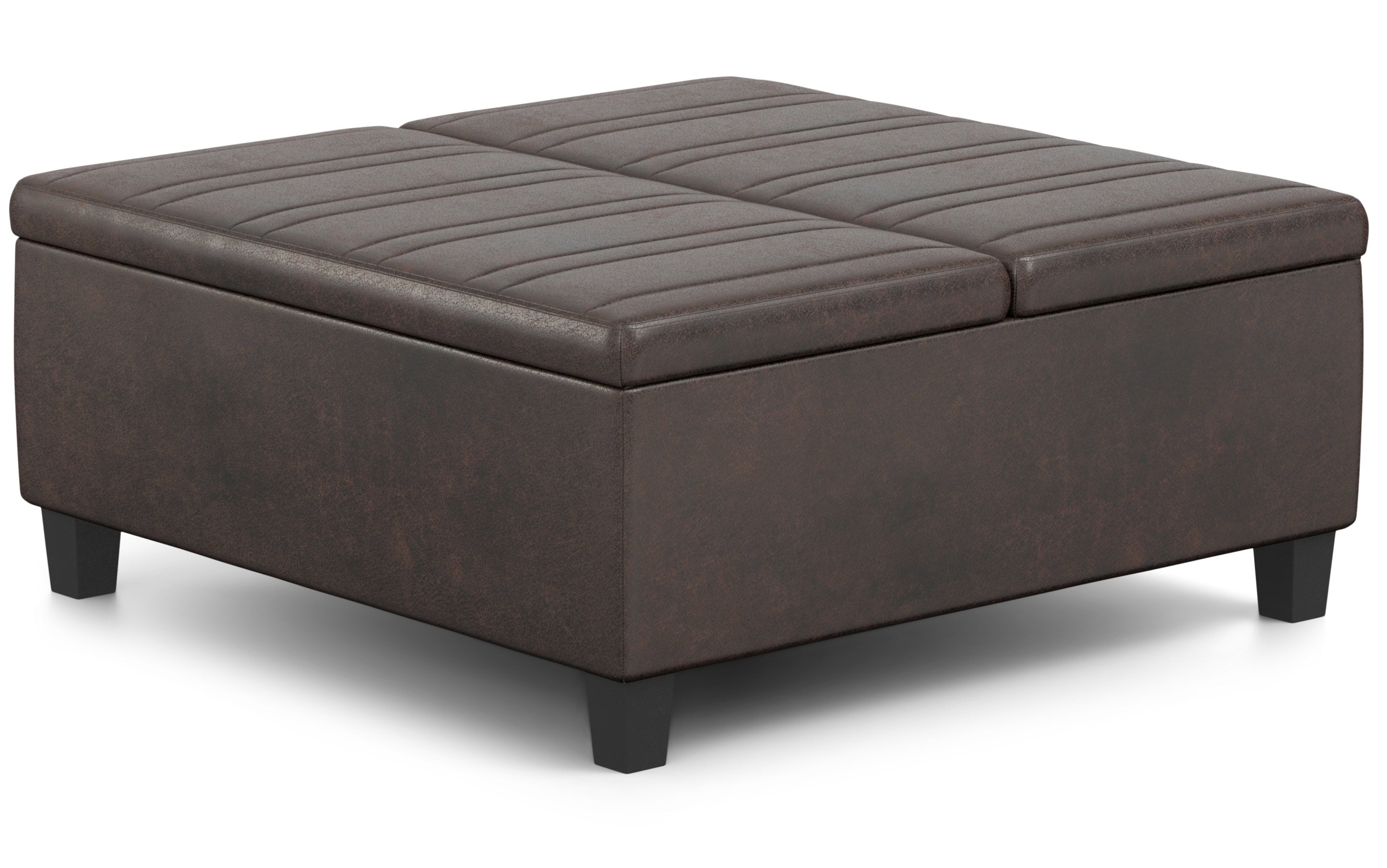 Ellis Table Ottoman in Distressed Vegan Leather