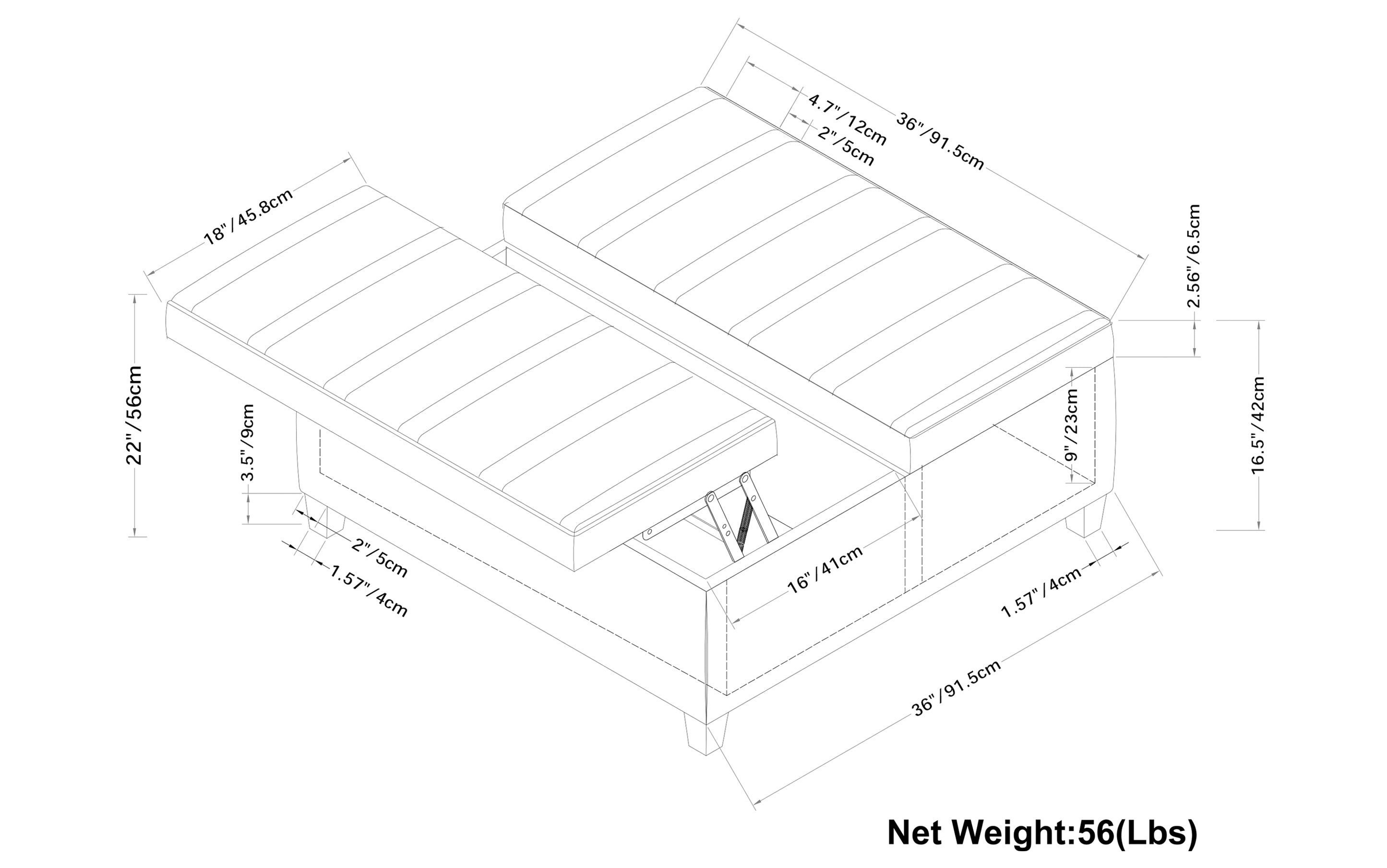 Ellis Table Ottoman in Distressed Vegan Leather