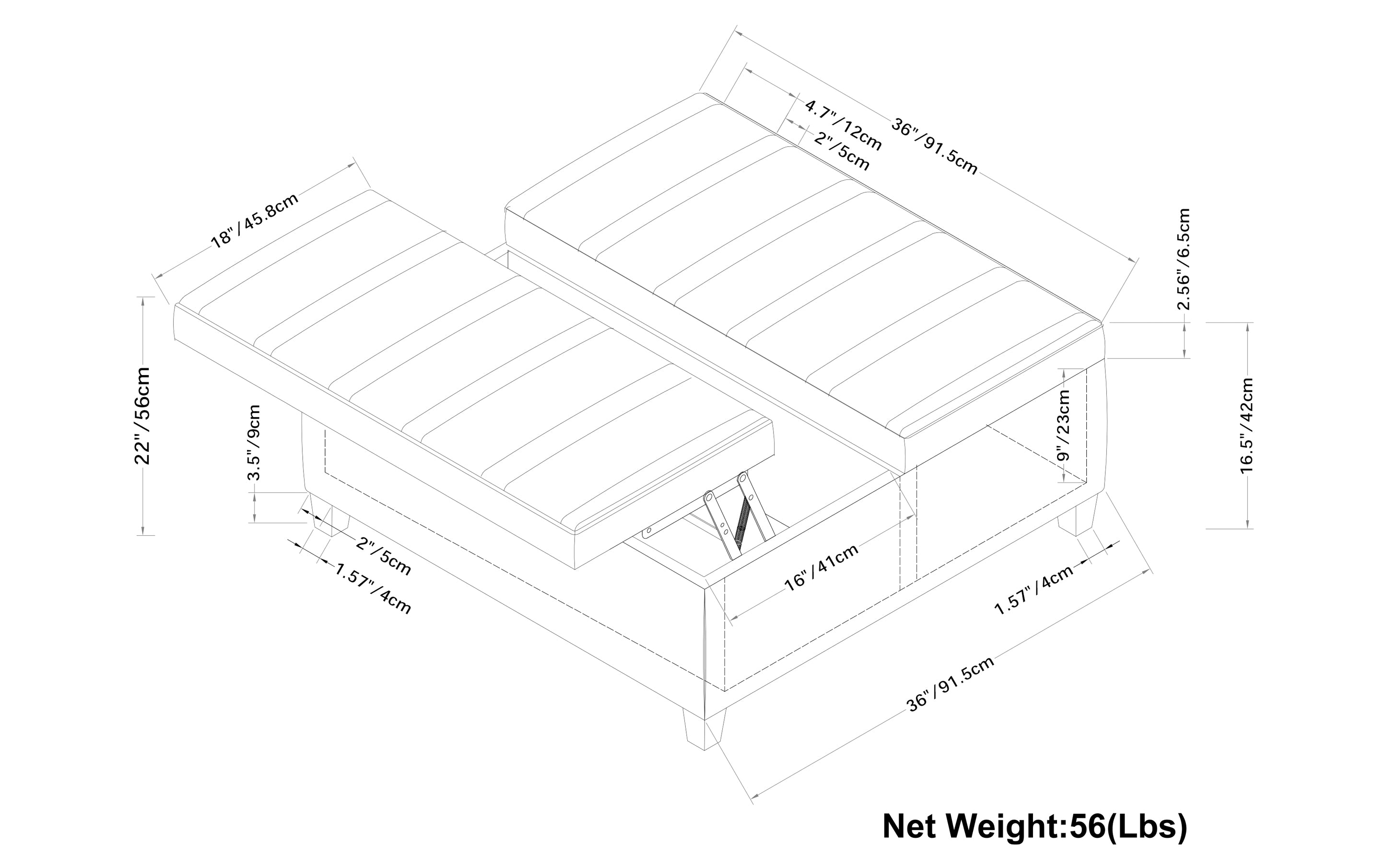 Ellis Table Ottoman in Distressed Vegan Leather