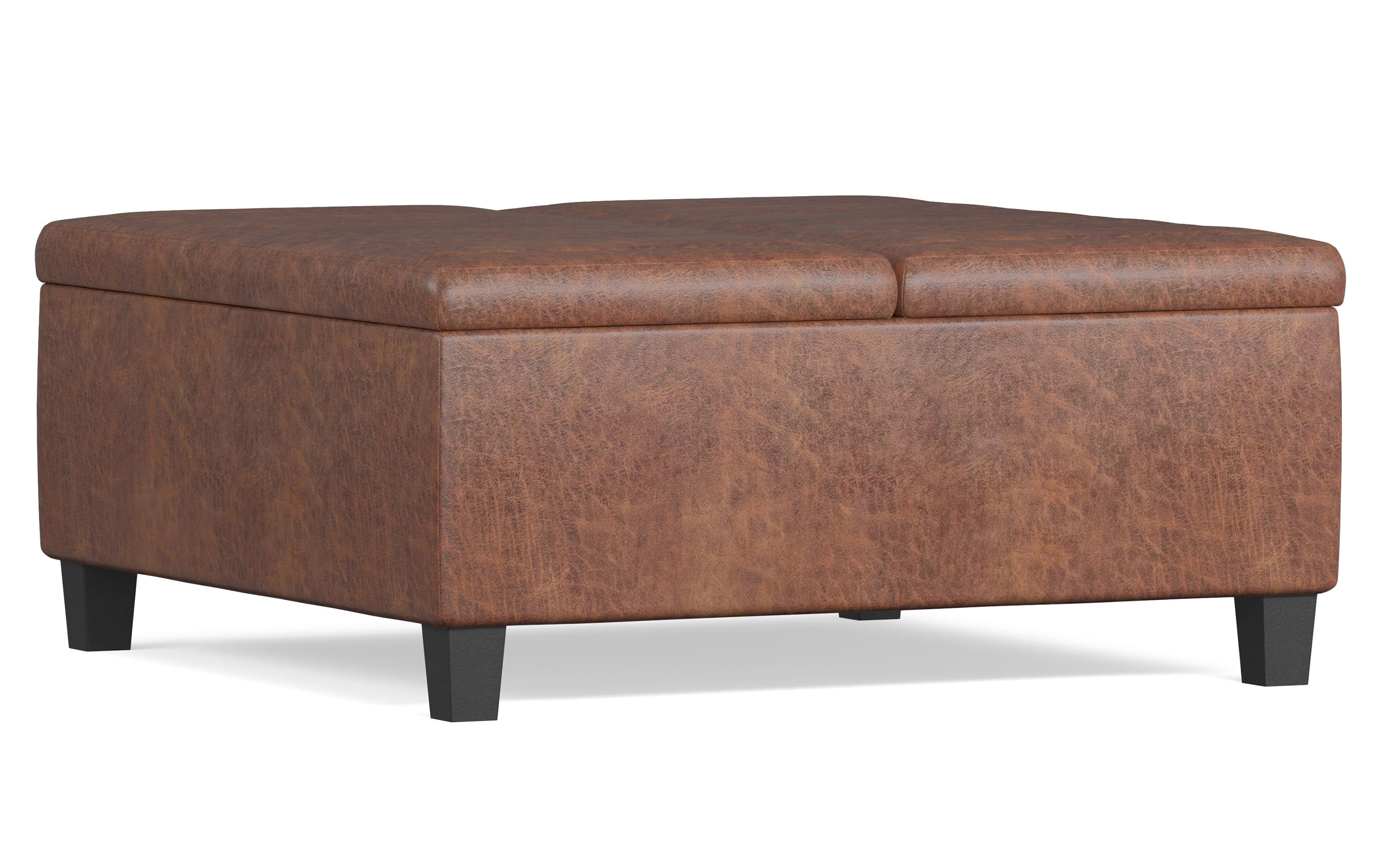 Ellis Table Ottoman in Distressed Vegan Leather