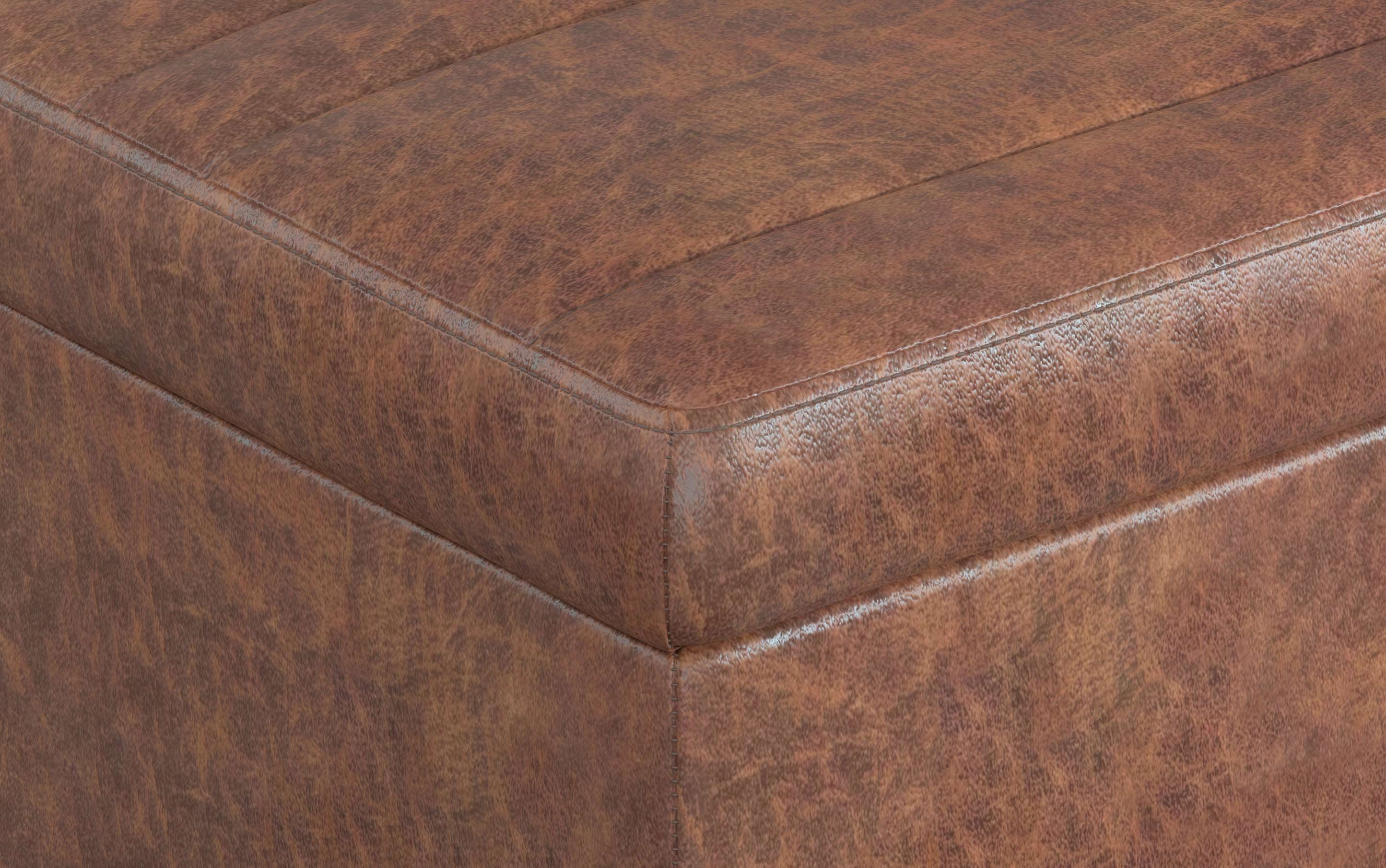 Ellis Table Ottoman in Distressed Vegan Leather