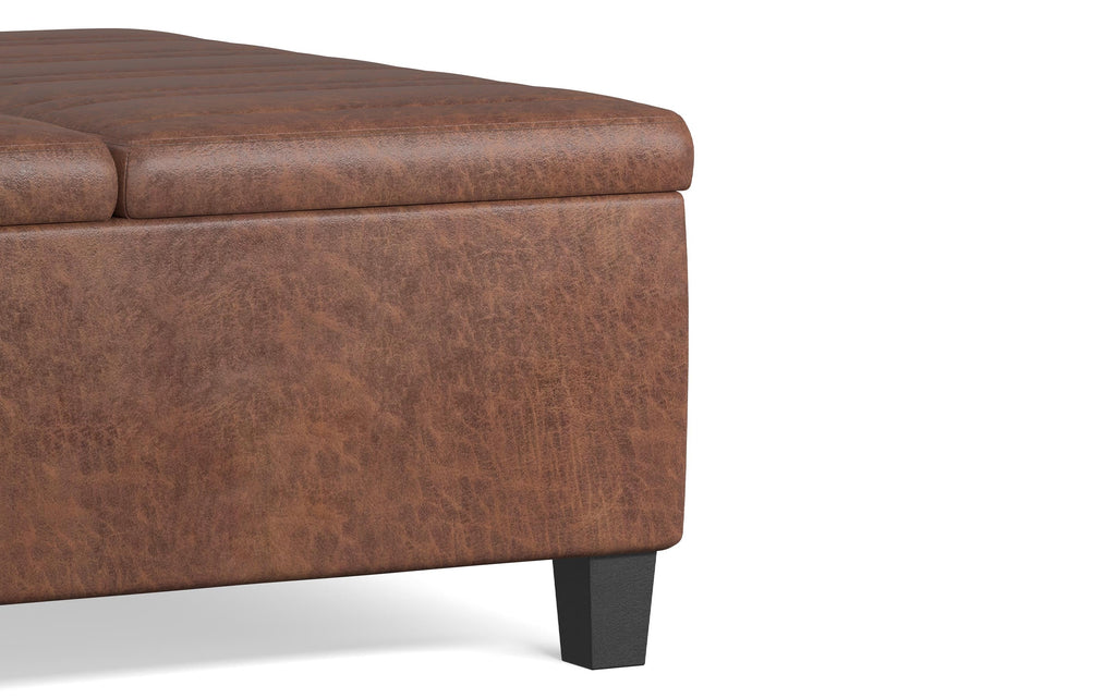Ellis Table Ottoman in Distressed Vegan Leather