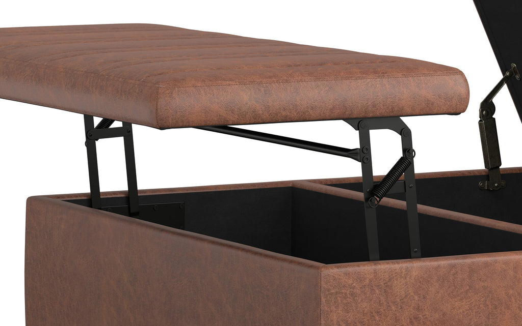 Ellis Table Ottoman in Distressed Vegan Leather