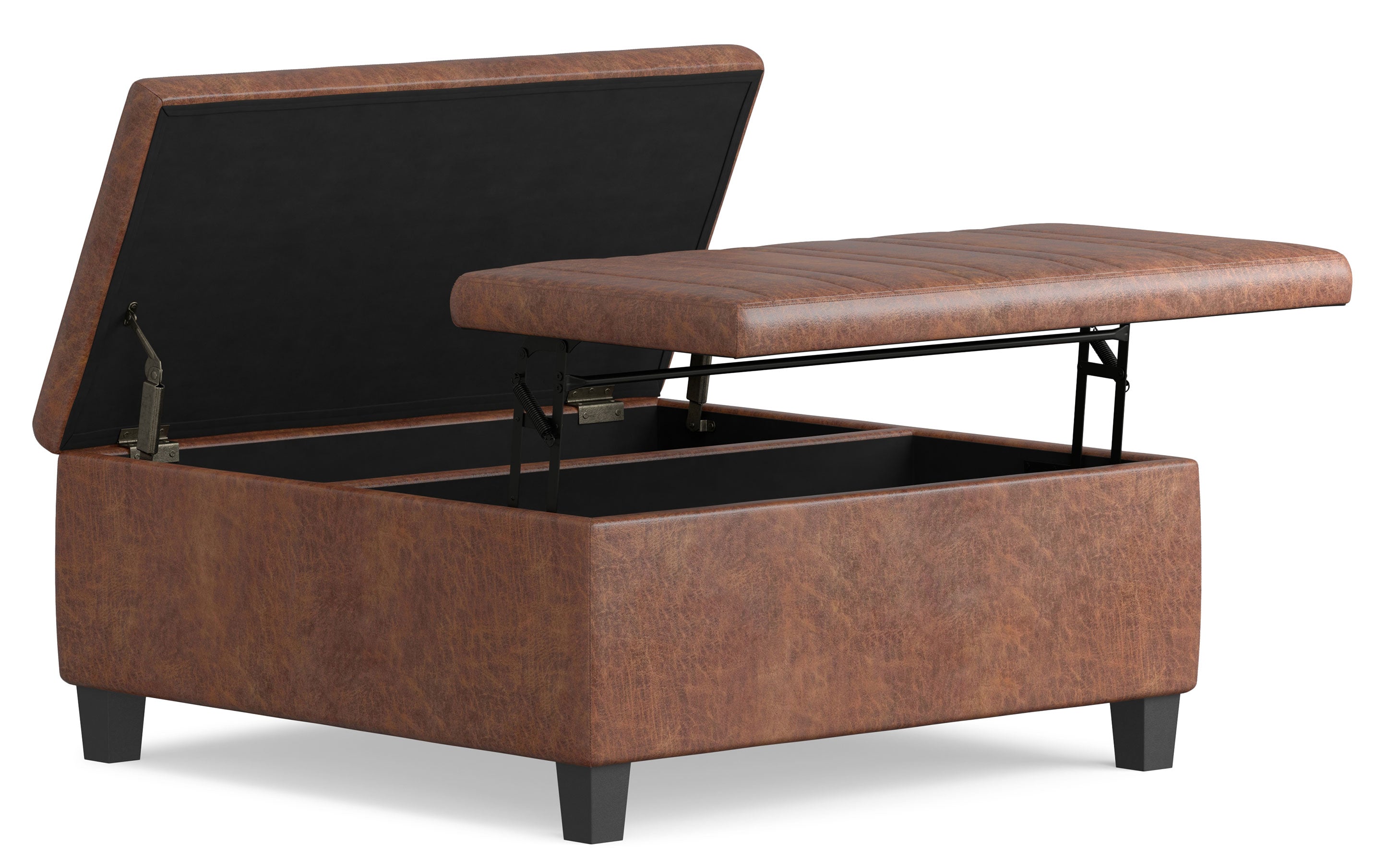 Ellis Table Ottoman in Distressed Vegan Leather
