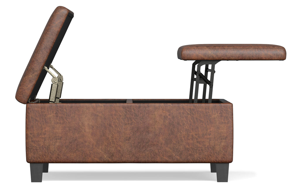 Ellis Table Ottoman in Distressed Vegan Leather