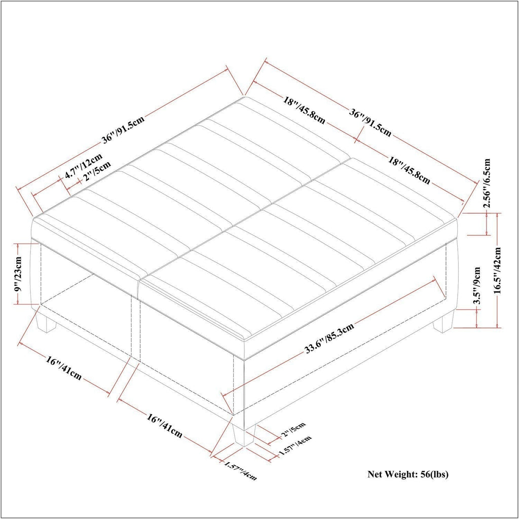 Ellis Table Ottoman in Dove Grey