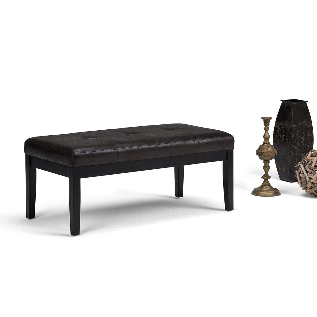 Lacey Ottoman Bench in Distressed Vegan Leather