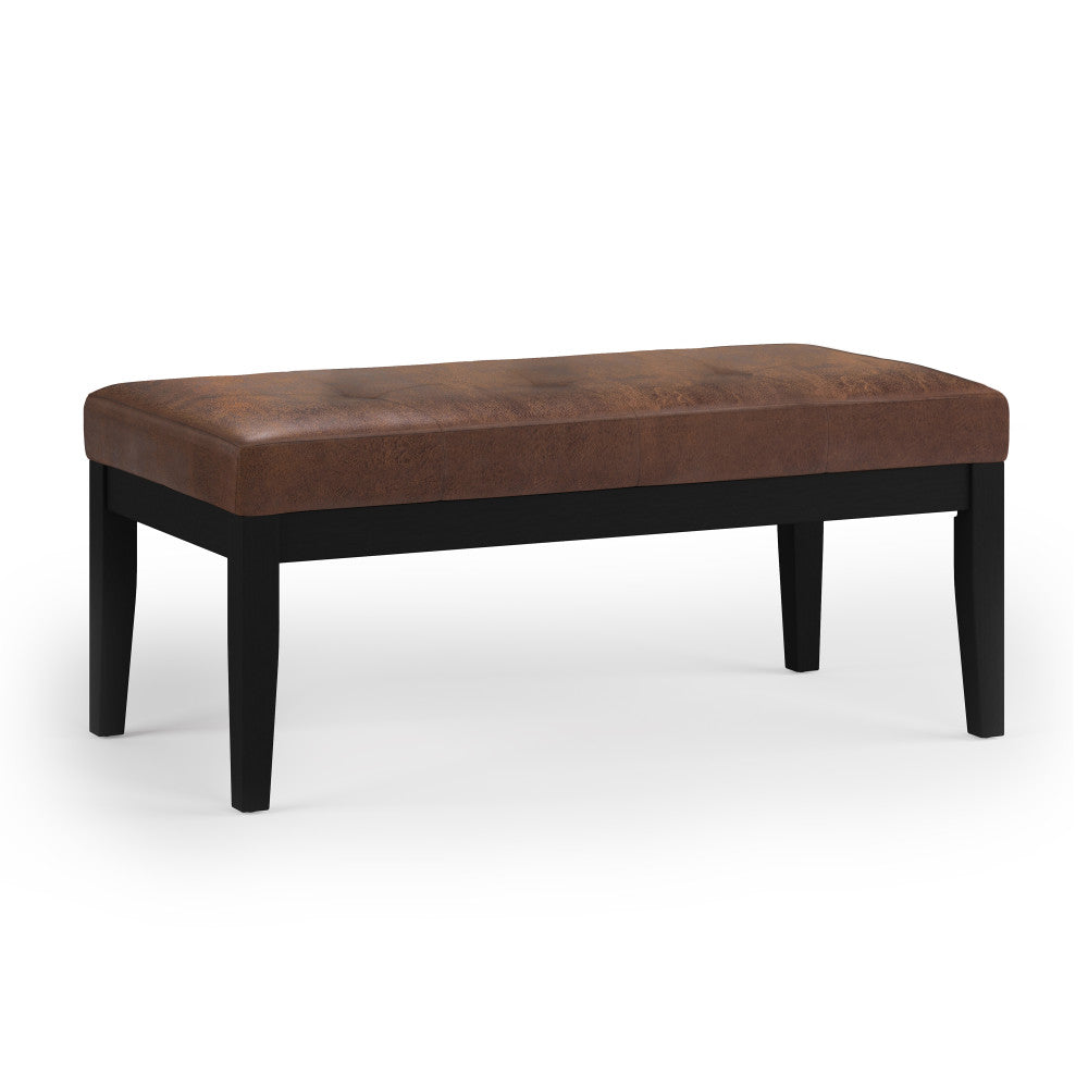 Lacey Ottoman Bench in Distressed Vegan Leather