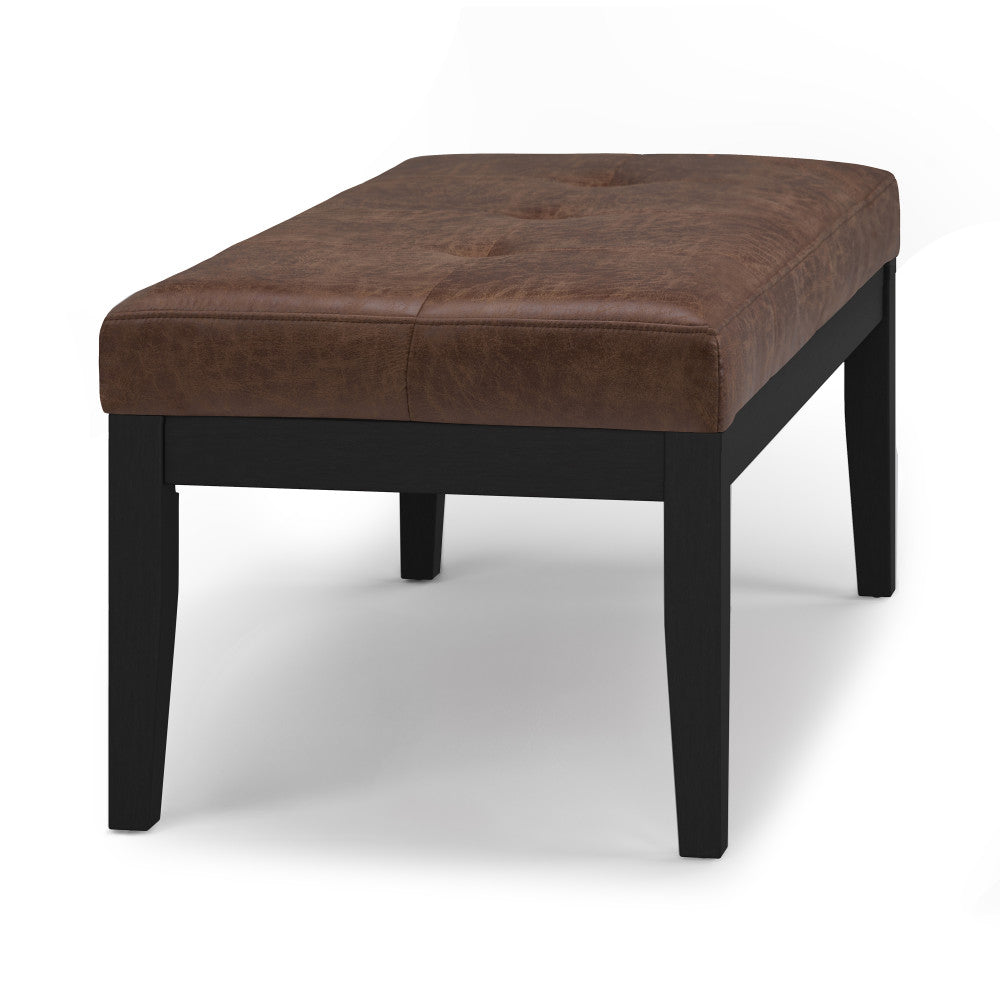Lacey Ottoman Bench in Distressed Vegan Leather