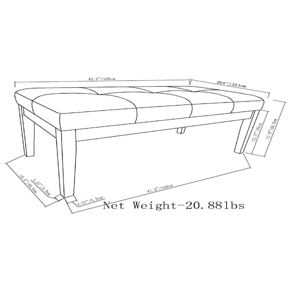 Lacey Ottoman Bench in Distressed Vegan Leather