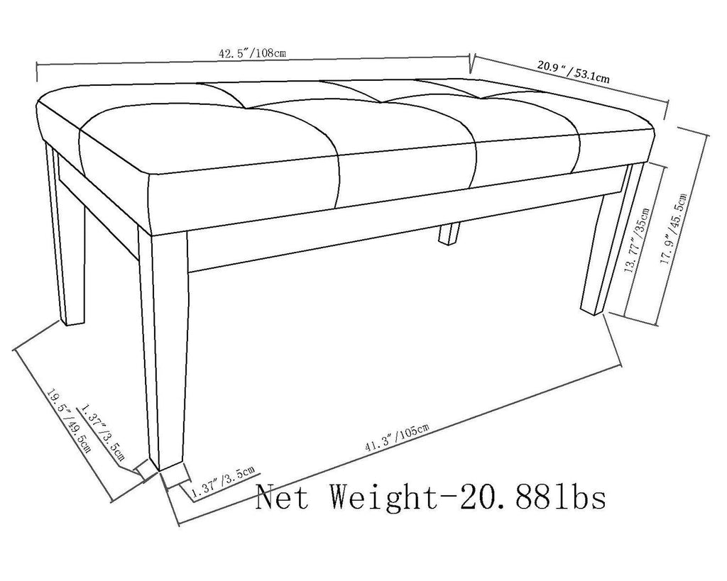 Lacey Ottoman Bench in Distressed Vegan Leather