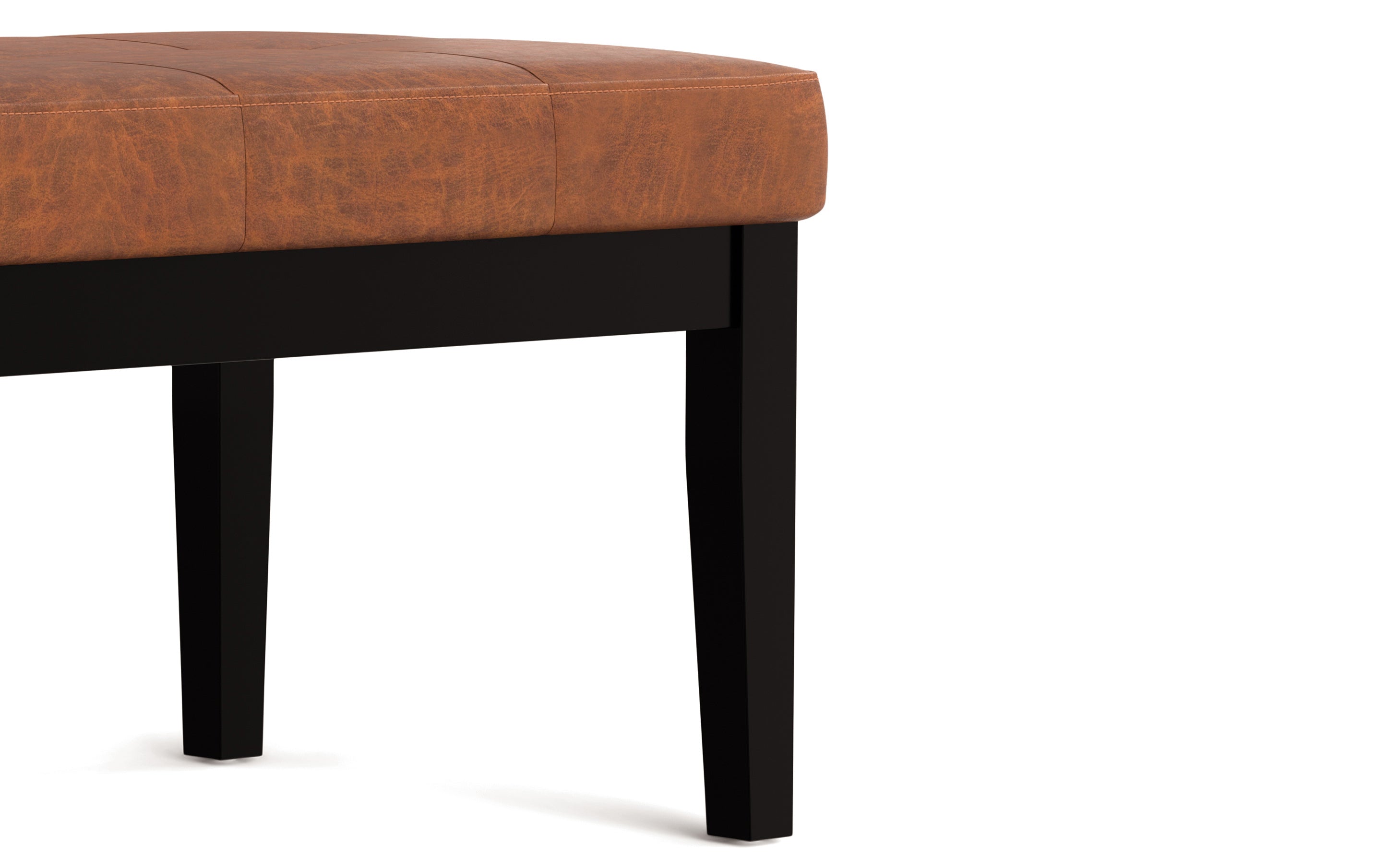 Lacey Small Tufted Ottoman Bench in Distressed Vegan Leather