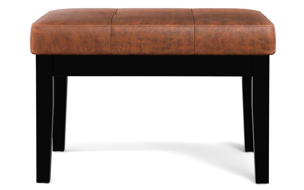 Lacey Small Tufted Ottoman Bench in Distressed Vegan Leather