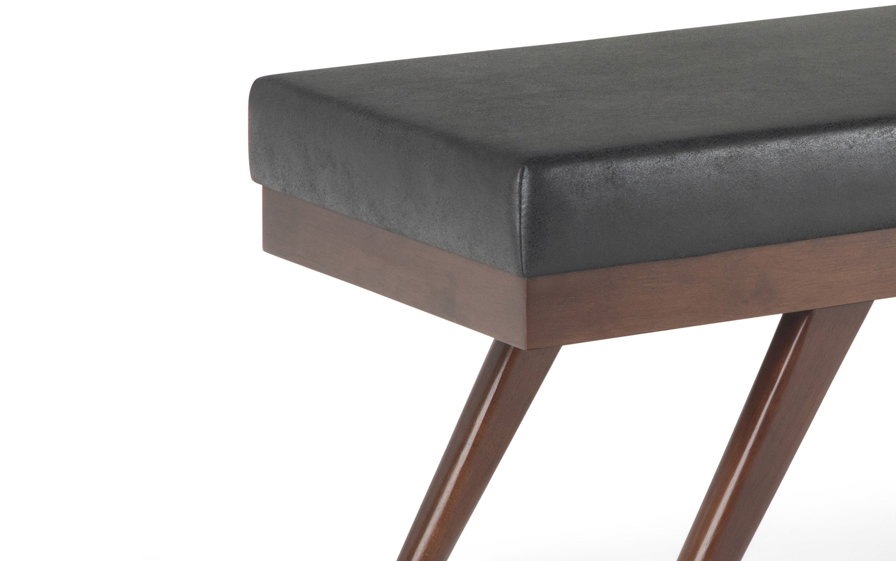Chanelle Ottoman Bench in Distressed Vegan Leather