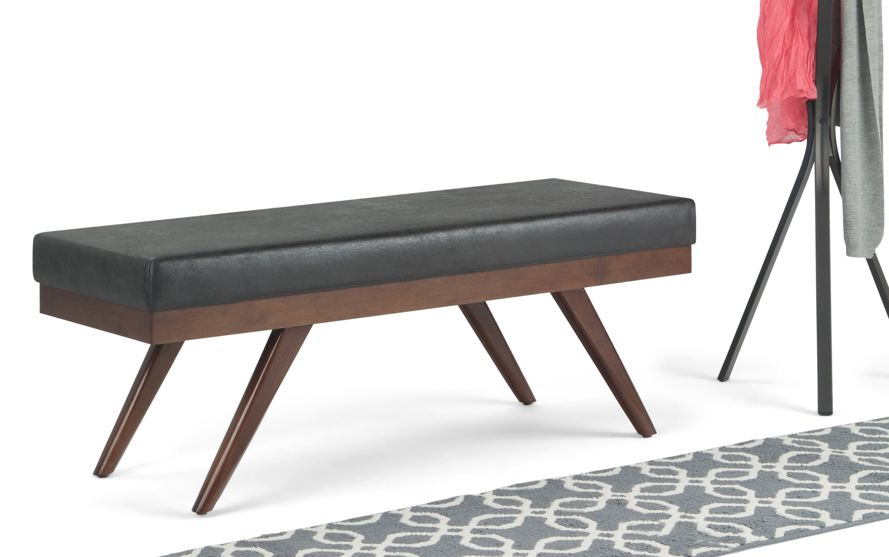 Chanelle Ottoman Bench in Distressed Vegan Leather